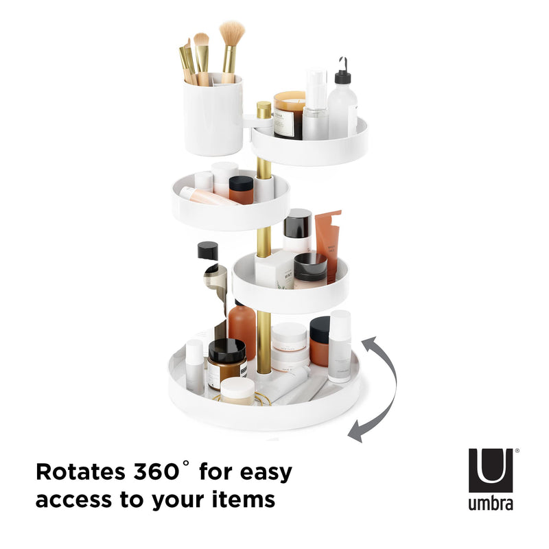 UMBRA - Pirouette Cosmetic Organizer Home & Kitchen White - Brass