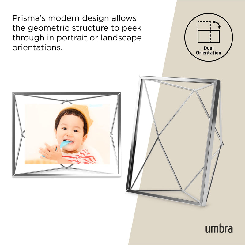UMBRA - Prisma Picture Frame | Modern Geometric Photo Frame Home & Kitchen Chrome 8x10" (20x25 cm)