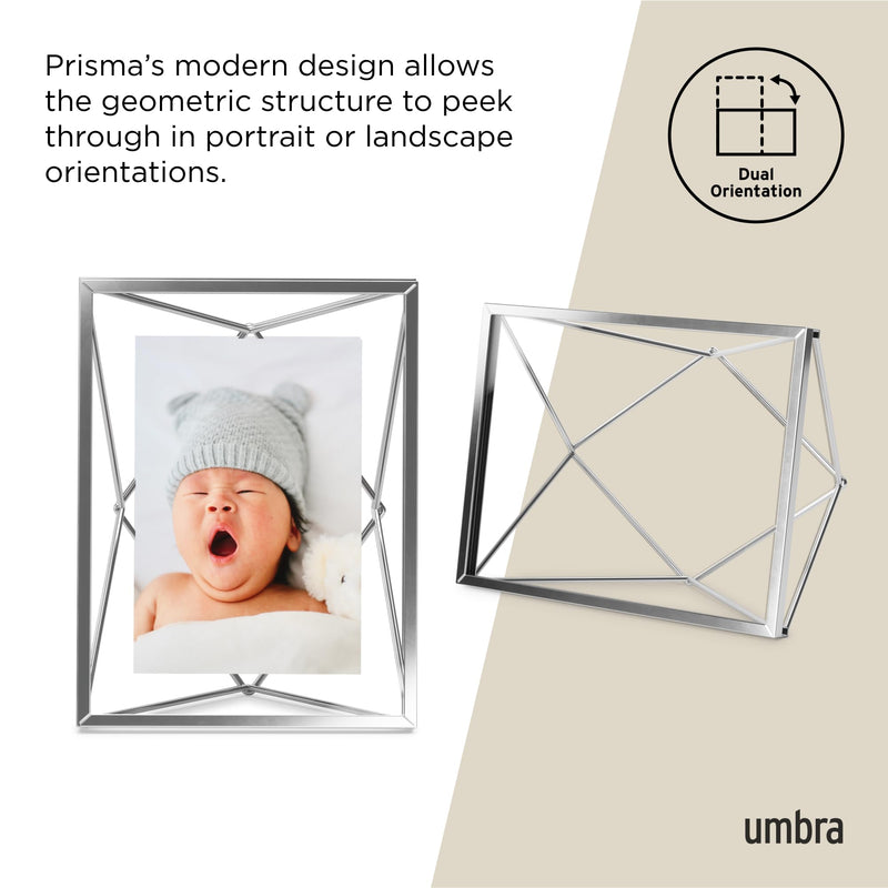 UMBRA - Prisma Picture Frame | Modern Geometric Photo Frame Home & Kitchen Chrome 8x10" (20x25 cm)