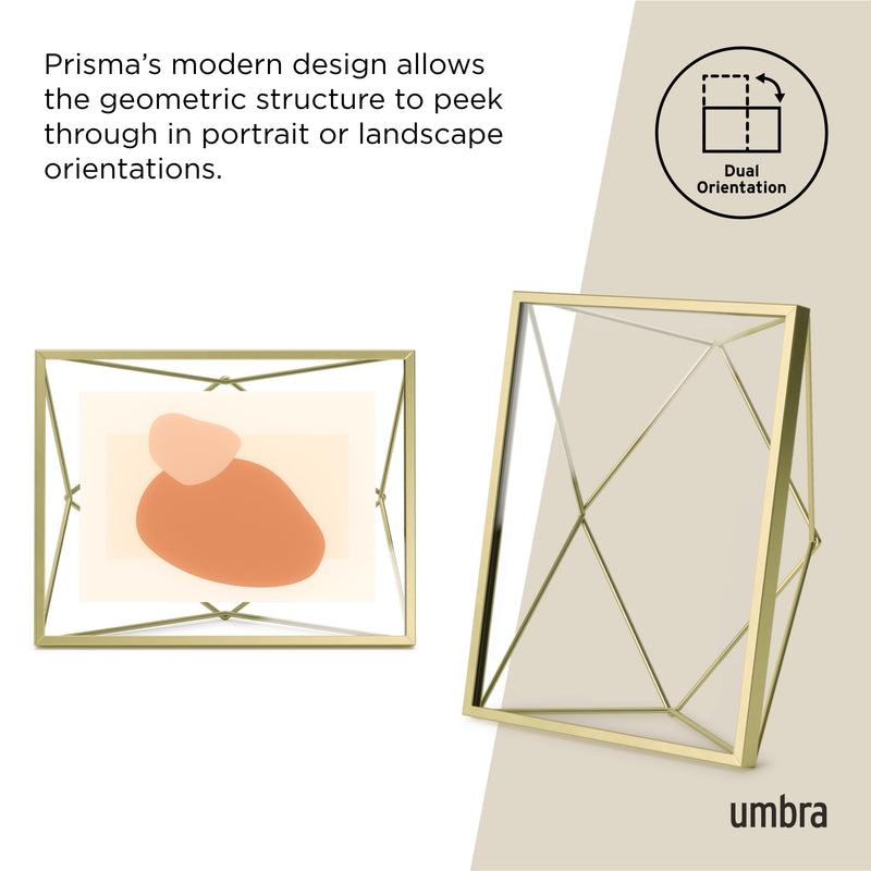 UMBRA - Prisma Picture Frame | Modern Geometric Photo Frame Home & Kitchen Matte - Brass 5x7" (13x18 cm)