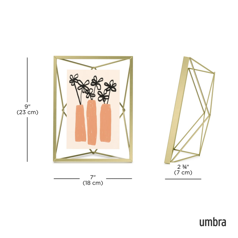 UMBRA - Prisma Picture Frame | Modern Geometric Photo Frame Home & Kitchen Matte - Brass 5x7" (13x18 cm)
