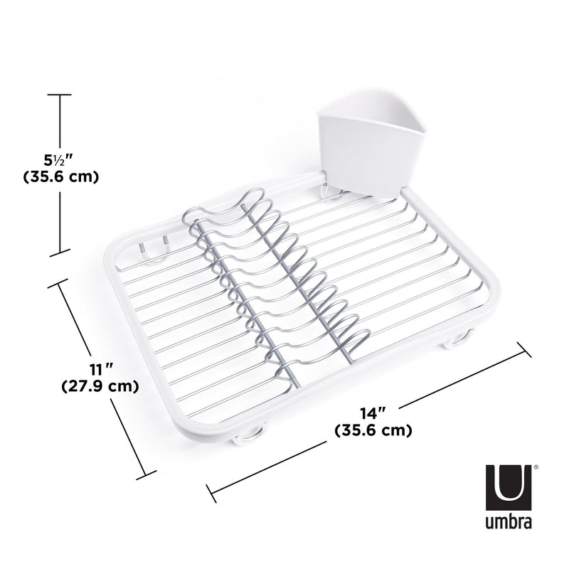 UMBRA - Sinkin Dish Rack | Compact Over - Sink Drying Rack for Kitchen Counters Home & Kitchen White - Nickel