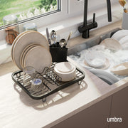 UMBRA - Sinkin Dish Rack | Compact Over - Sink Drying Rack for Kitchen Counters Home & Kitchen White - Nickel