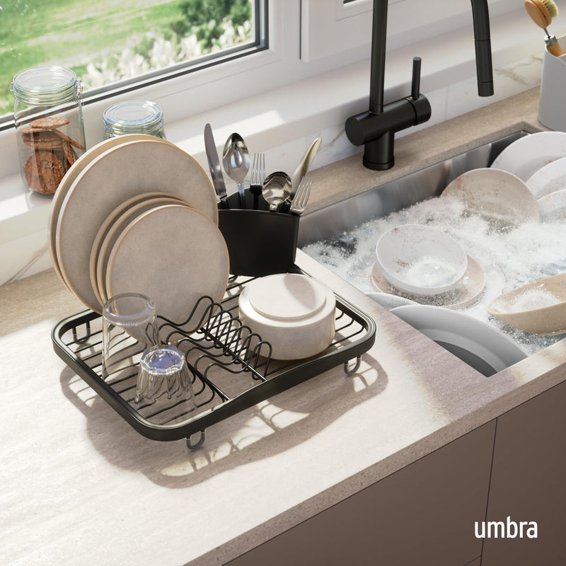 UMBRA - Sinkin Dish Rack | Compact Over - Sink Drying Rack for Kitchen Counters Home & Kitchen White - Nickel