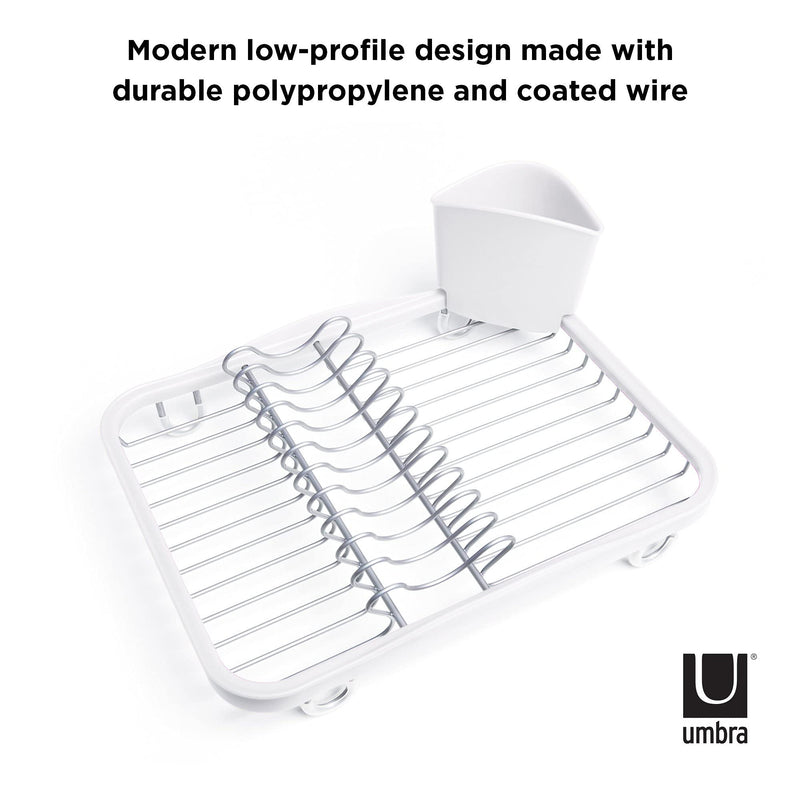 UMBRA - Sinkin Dish Rack | Compact Over - Sink Drying Rack for Kitchen Counters Home & Kitchen White - Nickel