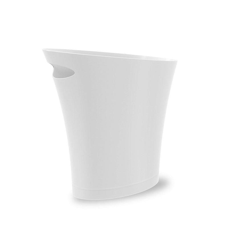 UMBRA - Skinny Trash Can | Slim Space - Saving Waste Bin for Home and Office Home & Kitchen Metallic - White