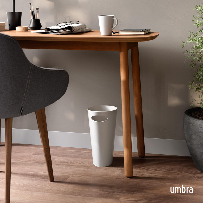 UMBRA - Skinny Trash Can | Slim Space - Saving Waste Bin for Home and Office Home & Kitchen Metallic - White