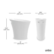 UMBRA - Skinny Trash Can | Slim Space - Saving Waste Bin for Home and Office Home & Kitchen Metallic - White