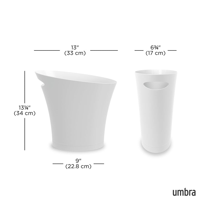 UMBRA - Skinny Trash Can | Slim Space - Saving Waste Bin for Home and Office Home & Kitchen Metallic - White