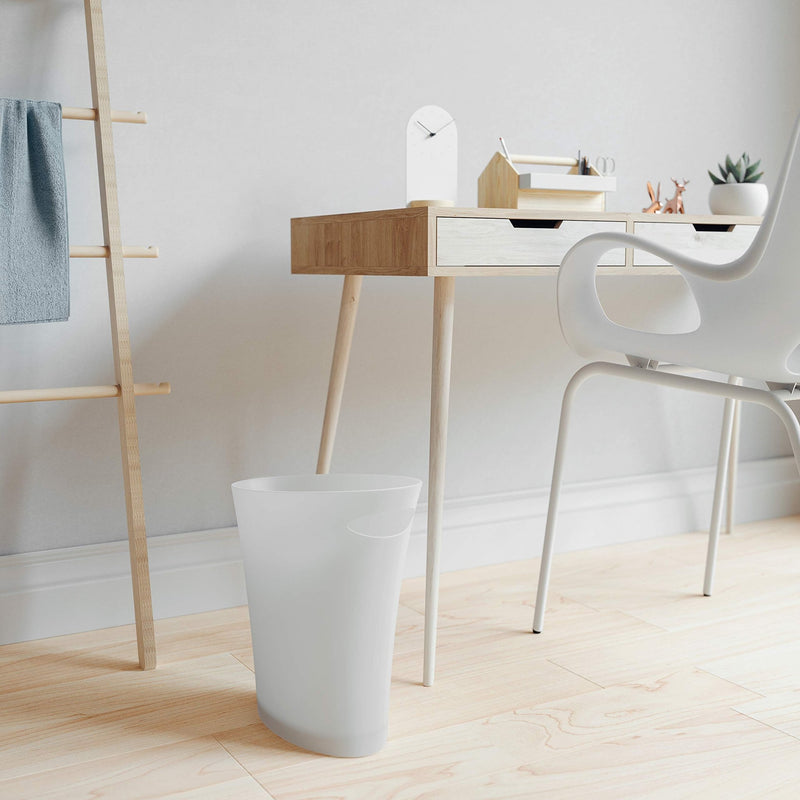 UMBRA - Skinny Trash Can | Slim Space - Saving Waste Bin for Home and Office Home & Kitchen Metallic - White