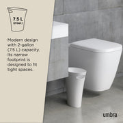 UMBRA - Skinny Trash Can | Slim Space - Saving Waste Bin for Home and Office Home & Kitchen Metallic - White