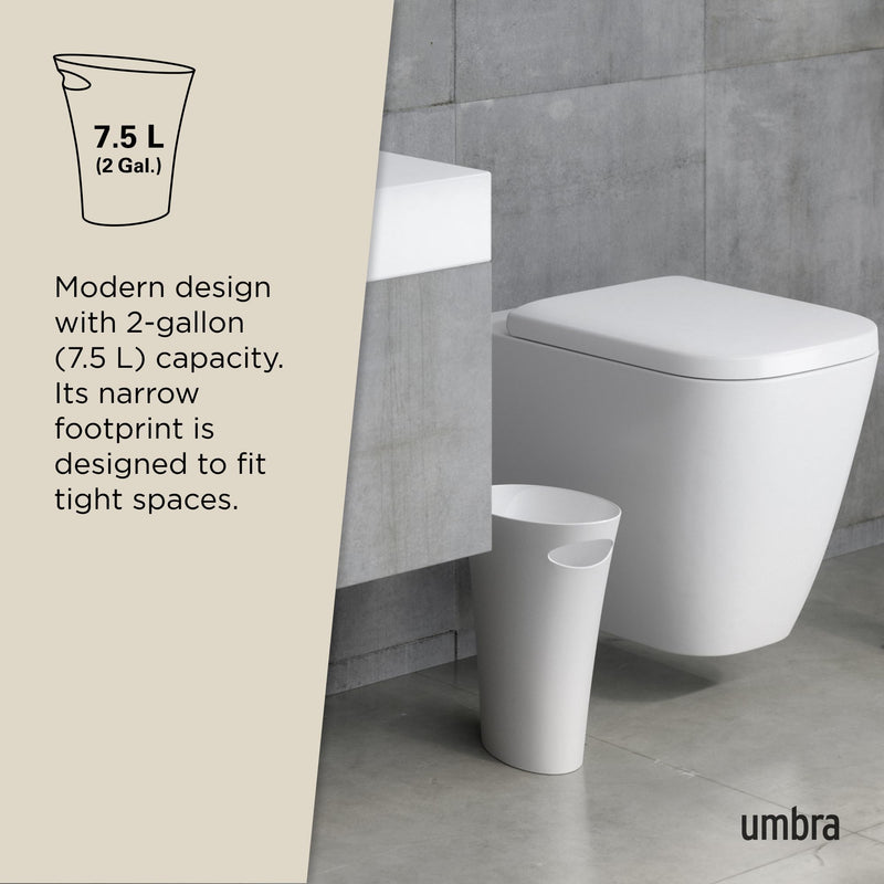 UMBRA - Skinny Trash Can | Slim Space - Saving Waste Bin for Home and Office Home & Kitchen Metallic - White