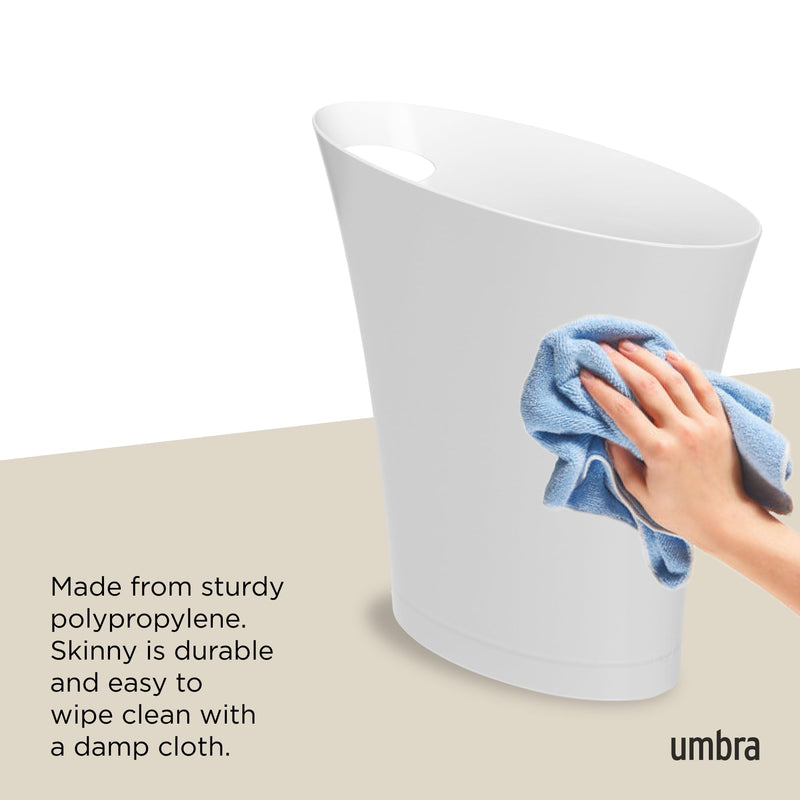 UMBRA - Skinny Trash Can | Slim Space - Saving Waste Bin for Home and Office Home & Kitchen Metallic - White