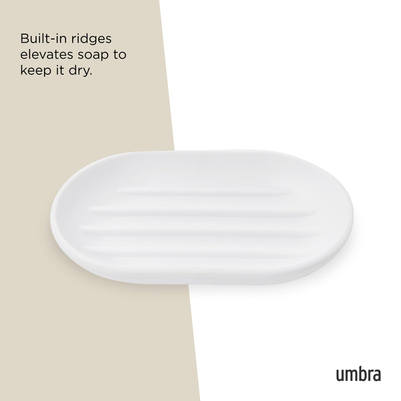 UMBRA - Touch - Soap Dish | Bathroom Countertop Soap Tray and Draining Dish Home & Kitchen White