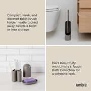 UMBRA - Touch Toilet Brush | Modern Compact Bathroom Brush with Holder & Stand Home & Kitchen Grey