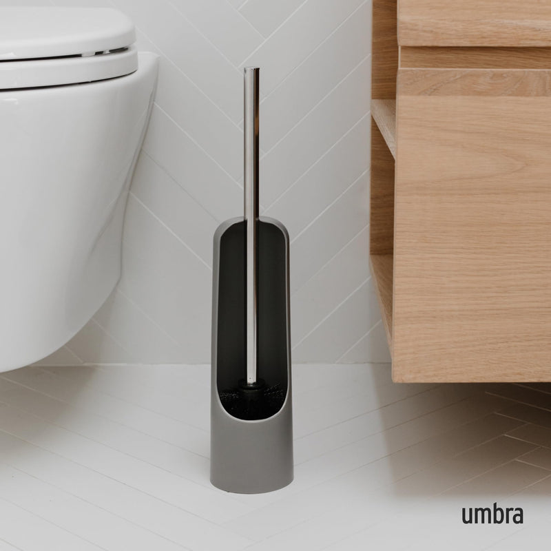 UMBRA - Touch Toilet Brush | Modern Compact Bathroom Brush with Holder & Stand Home & Kitchen Grey