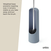 UMBRA - Touch Toilet Brush | Modern Compact Bathroom Brush with Holder & Stand Home & Kitchen Slate Blue
