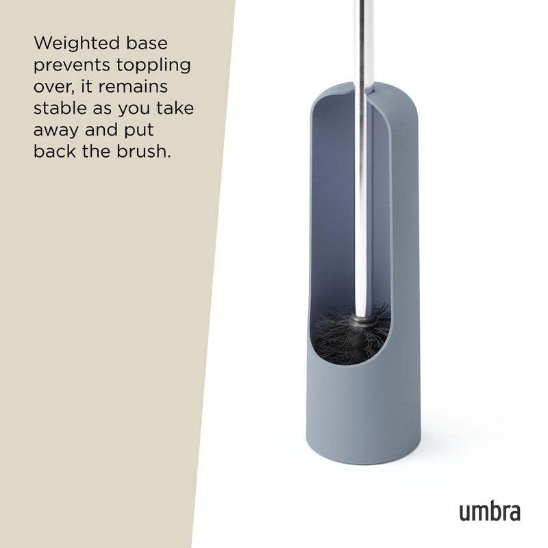 UMBRA - Touch Toilet Brush | Modern Compact Bathroom Brush with Holder & Stand Home & Kitchen Slate Blue