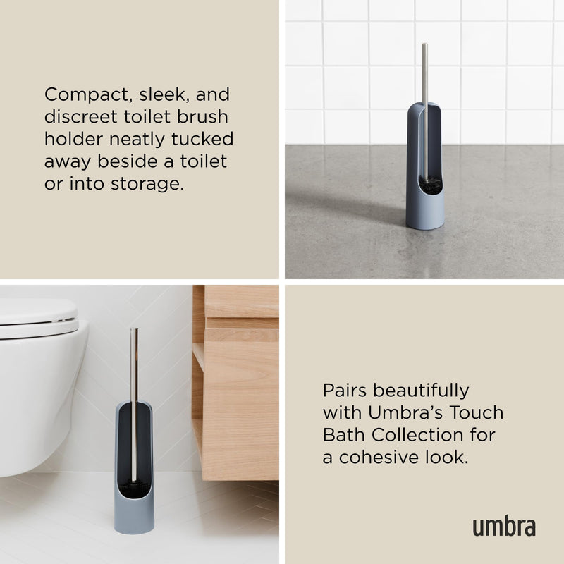 UMBRA - Touch Toilet Brush | Modern Compact Bathroom Brush with Holder & Stand Home & Kitchen Slate Blue