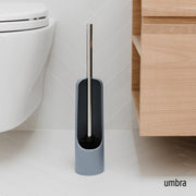 UMBRA - Touch Toilet Brush | Modern Compact Bathroom Brush with Holder & Stand Home & Kitchen Slate Blue