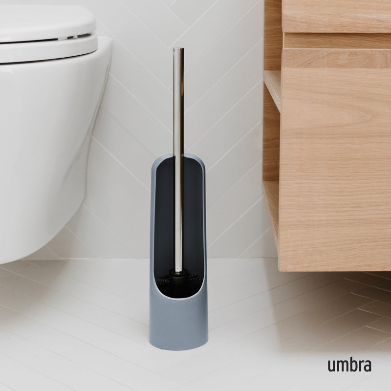 UMBRA - Touch Toilet Brush | Modern Compact Bathroom Brush with Holder & Stand Home & Kitchen Slate Blue