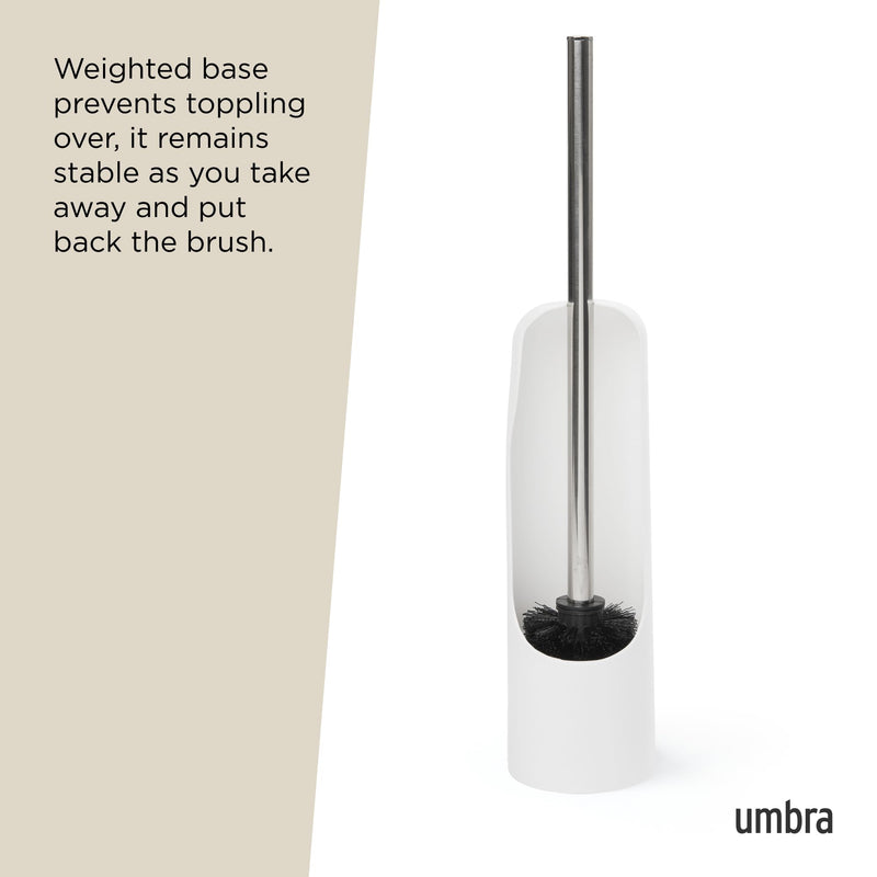 UMBRA - Touch Toilet Brush | Modern Compact Bathroom Brush with Holder & Stand Home & Kitchen White