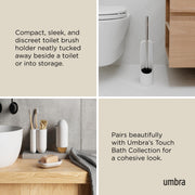 UMBRA - Touch Toilet Brush | Modern Compact Bathroom Brush with Holder & Stand Home & Kitchen White