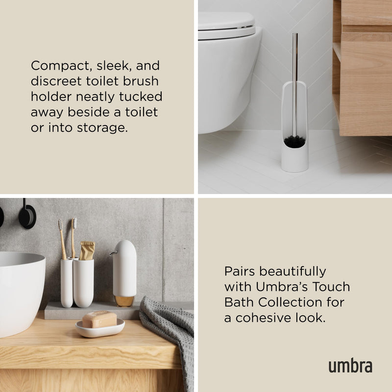 UMBRA - Touch Toilet Brush | Modern Compact Bathroom Brush with Holder & Stand Home & Kitchen White