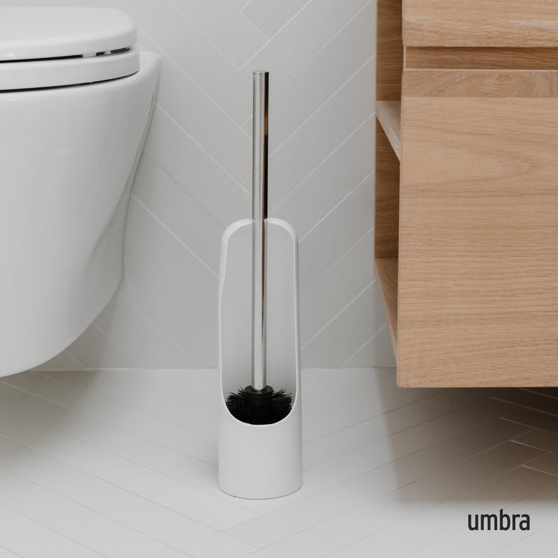 UMBRA - Touch Toilet Brush | Modern Compact Bathroom Brush with Holder & Stand Home & Kitchen White