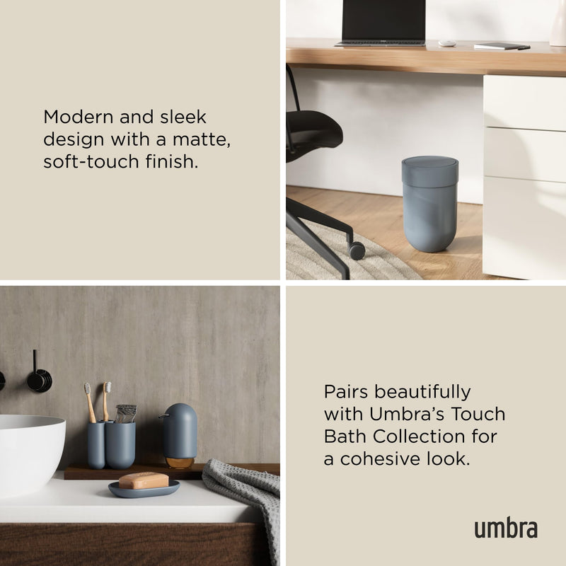 UMBRA - Touch Trash Can | Modern Waste Bin for Home, Kitchen & Office Use Home & Kitchen Slate Blue