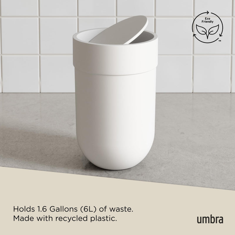 UMBRA - Touch Trash Can | Modern Waste Bin for Home, Kitchen & Office Use Home & Kitchen White