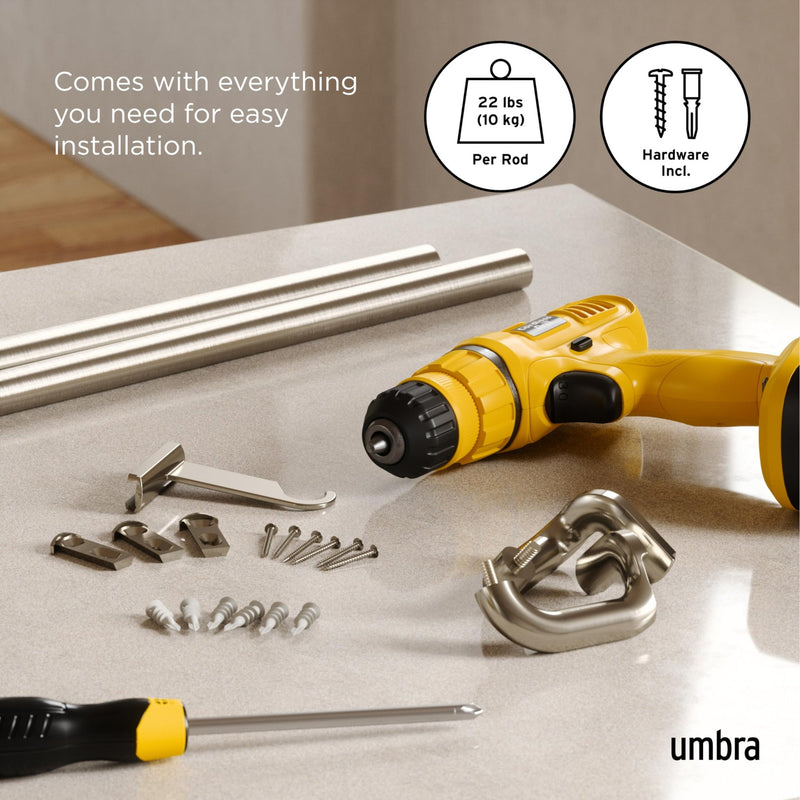 UMBRA - Twilight Blackout Curtain Rod | Adjustable Extendable Curtain Rod System Home & Kitchen 66 - 144" (168 - 365 cm) Matte - Black
