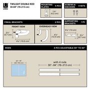 UMBRA - Twilight Double Blackout Curtain Rod | Adjustable Extendable for Home Home & Kitchen Matte - Black 66 - 144" (168 - 365 cm)