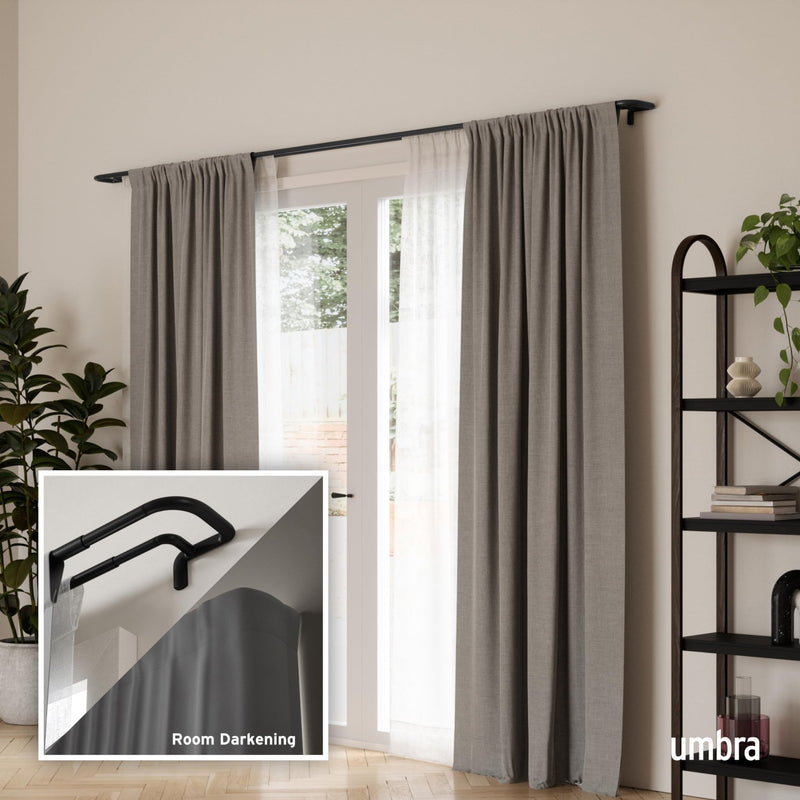 UMBRA - Twilight Double Blackout Curtain Rod | Adjustable Extendable for Home Home & Kitchen Matte - Black 66 - 144" (168 - 365 cm)