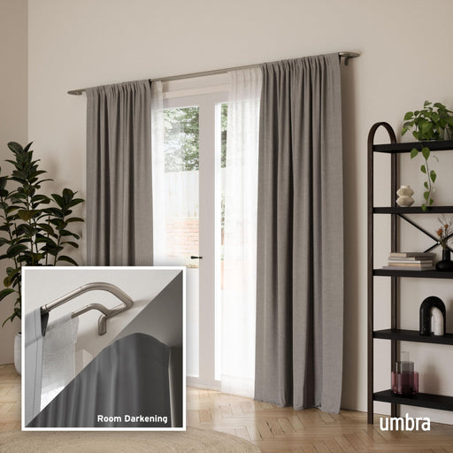 UMBRA - Twilight Double Blackout Curtain Rod | Adjustable Extendable for Home Home & Kitchen Matte - Nickel 66 - 144" (168 - 365 cm)