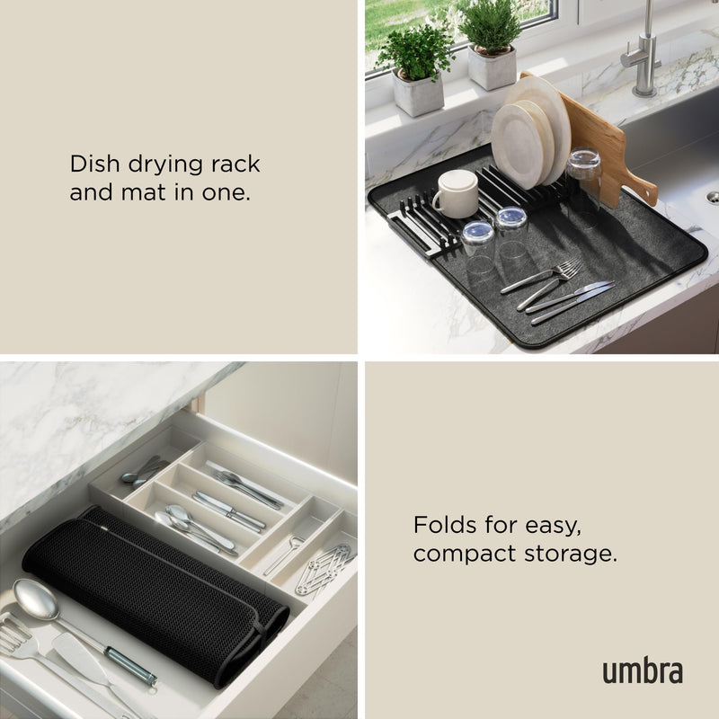 UMBRA - UDry Dish Drying Rack with Mat Home & Kitchen Black