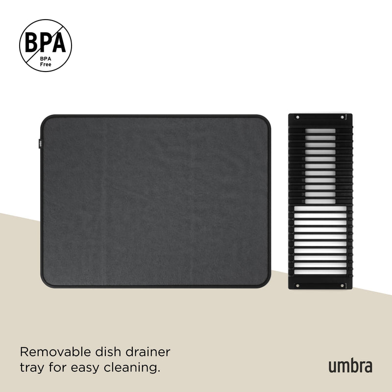 UMBRA - UDry Dish Drying Rack with Mat Home & Kitchen Black