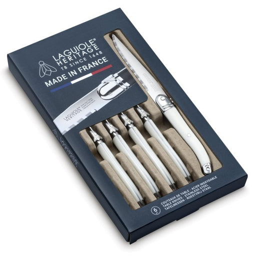 Laguiole - Heritage Steak Knife White Handle, Set of 6
