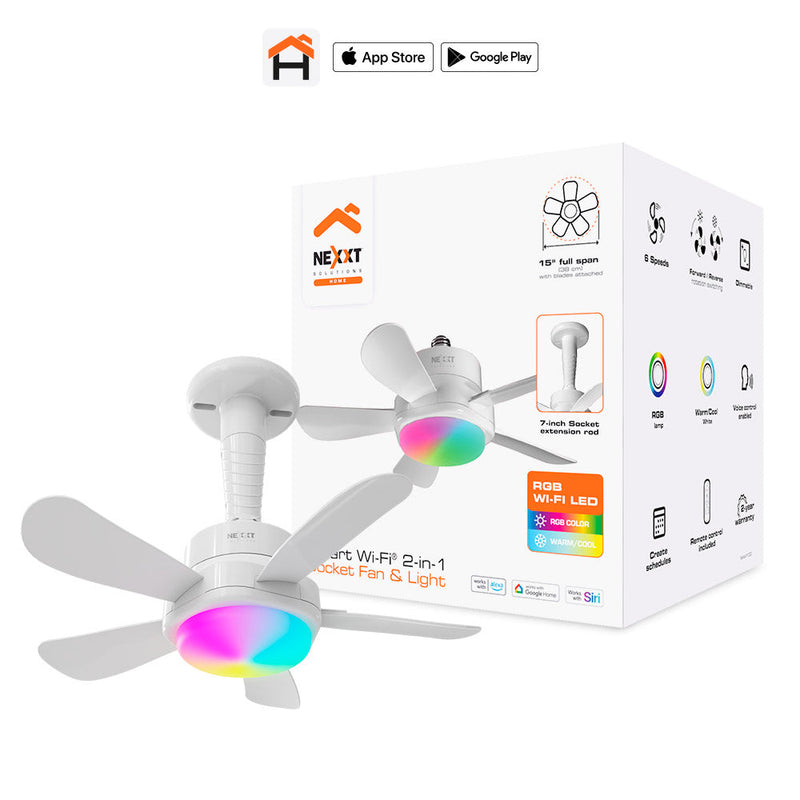 Nexxt Home NHA-F100 smart Wi-Fi socket fan with RGB light