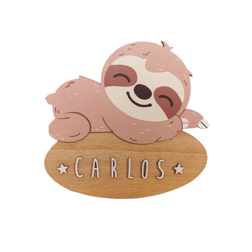 Vintiun - Adhesive Colored Door Plate Sloth + Lettering Kit