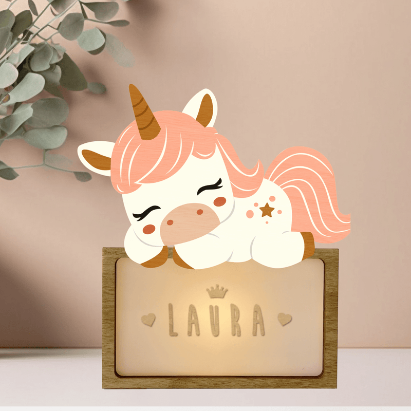 Vintiun - Small Lamp Sleeping Unicorn (powered by battery or USB C cable) + Lettering Kit