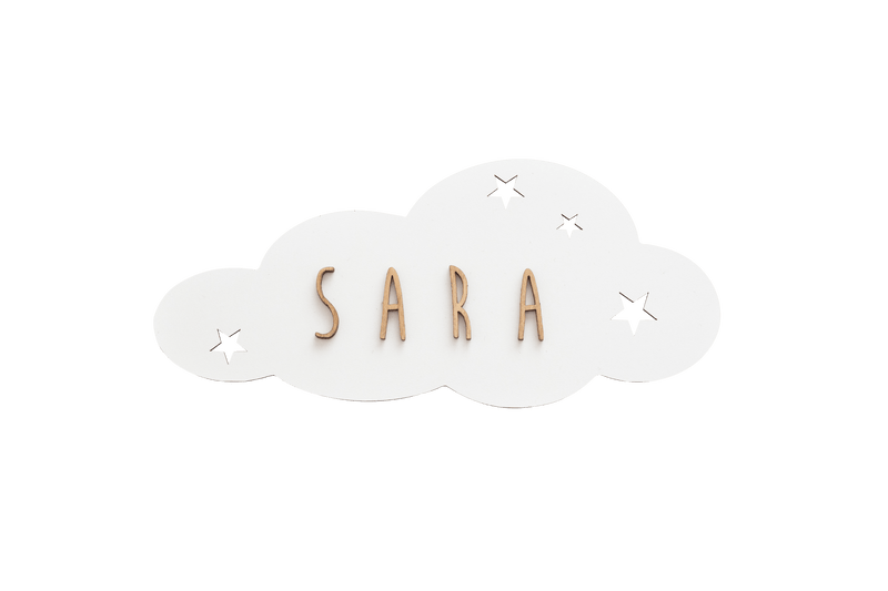 Vintiun - White Cloud Shaped Adhesive Plate Stars + Lettering Kit
