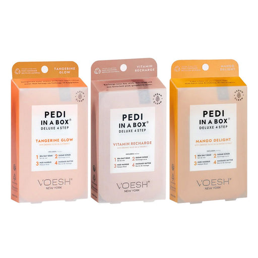 Voesh - Pedi In A Box 4 Step Fruity Trio 3 Pack, Mango Delight, Tangerine Twist, And Vitamin Health & Wellness