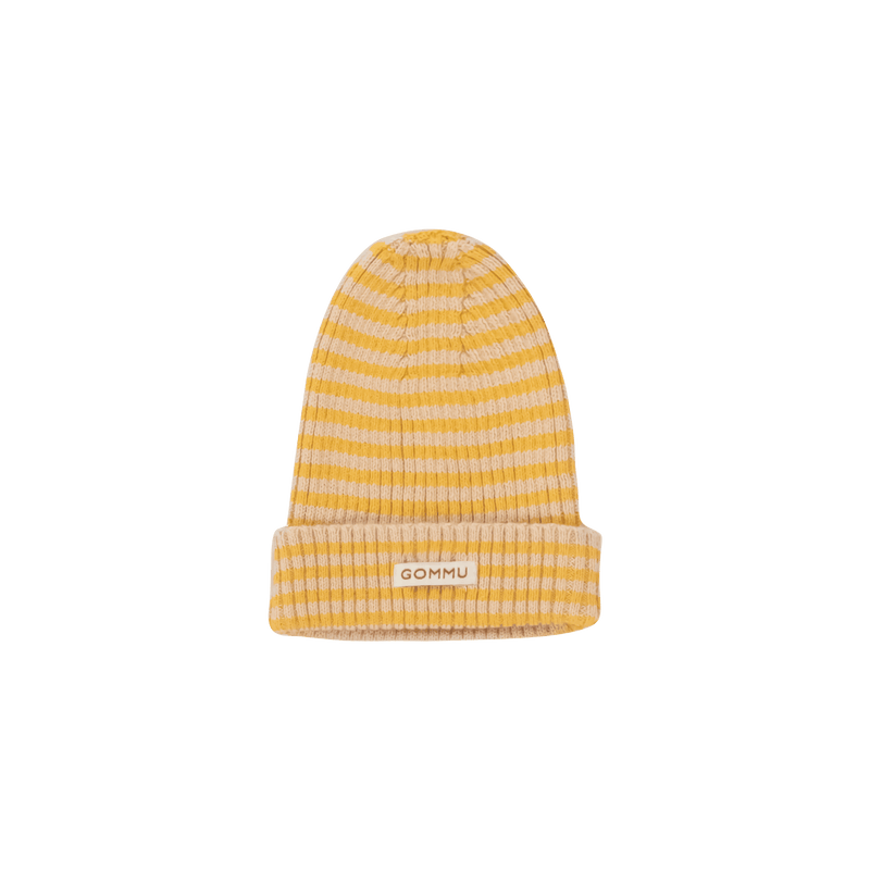 We are Gommu - Big Stripes Beanie Light Cream/Mustard