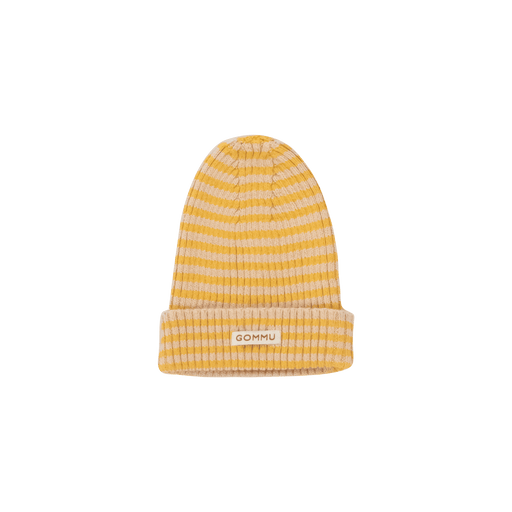 We are Gommu - Big Stripes Beanie Light Cream/Mustard