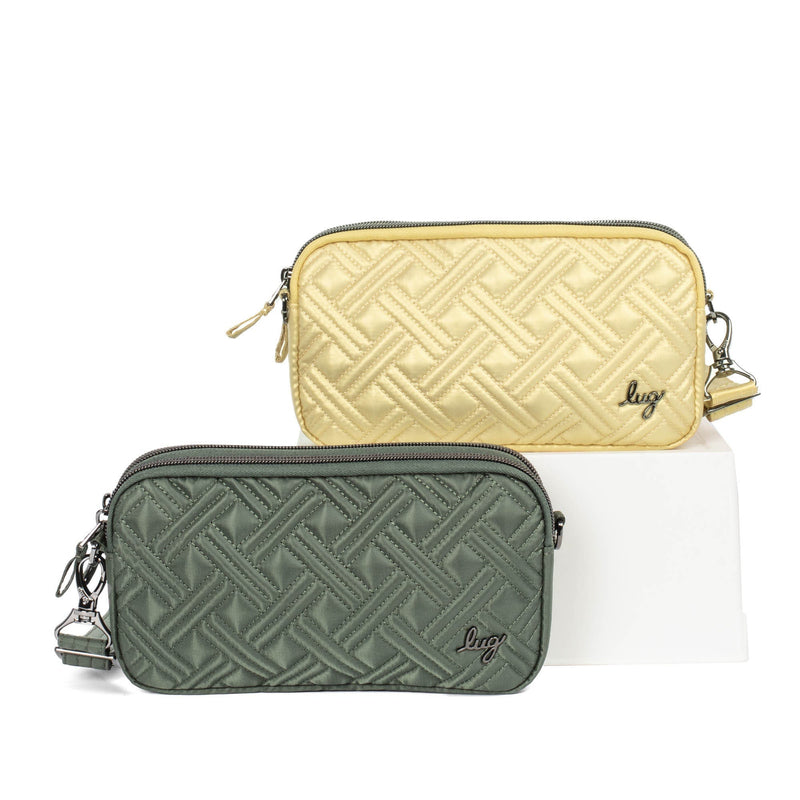 LUG Coupe XL manufacturer colour reference - Metallic Gold (rear) and Olive Green (front); listing supplies one selected bag