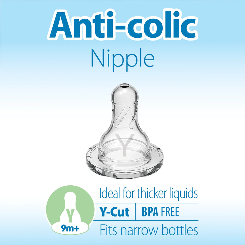 Dr Brown's - Y-Cut Silicone Narrow Nipple, 2-Pack