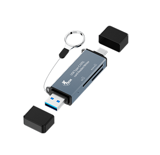 Xtech - Card Reader High Speed USB - C or USB - A 3.0 Read/Write to SD or Micro SD Cards PC/Mac/Android/IOS Alluminum Alloy Electronics