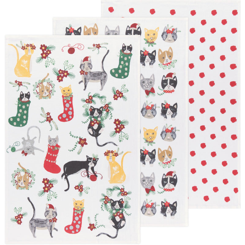 Danica Jubilee - Meowy Christmas Bakers Floursack Dishtowels Set of 3