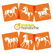 Set of 6 stencils, Horses